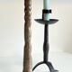 Pair of Brutalist Vintage Steel Candlesticks