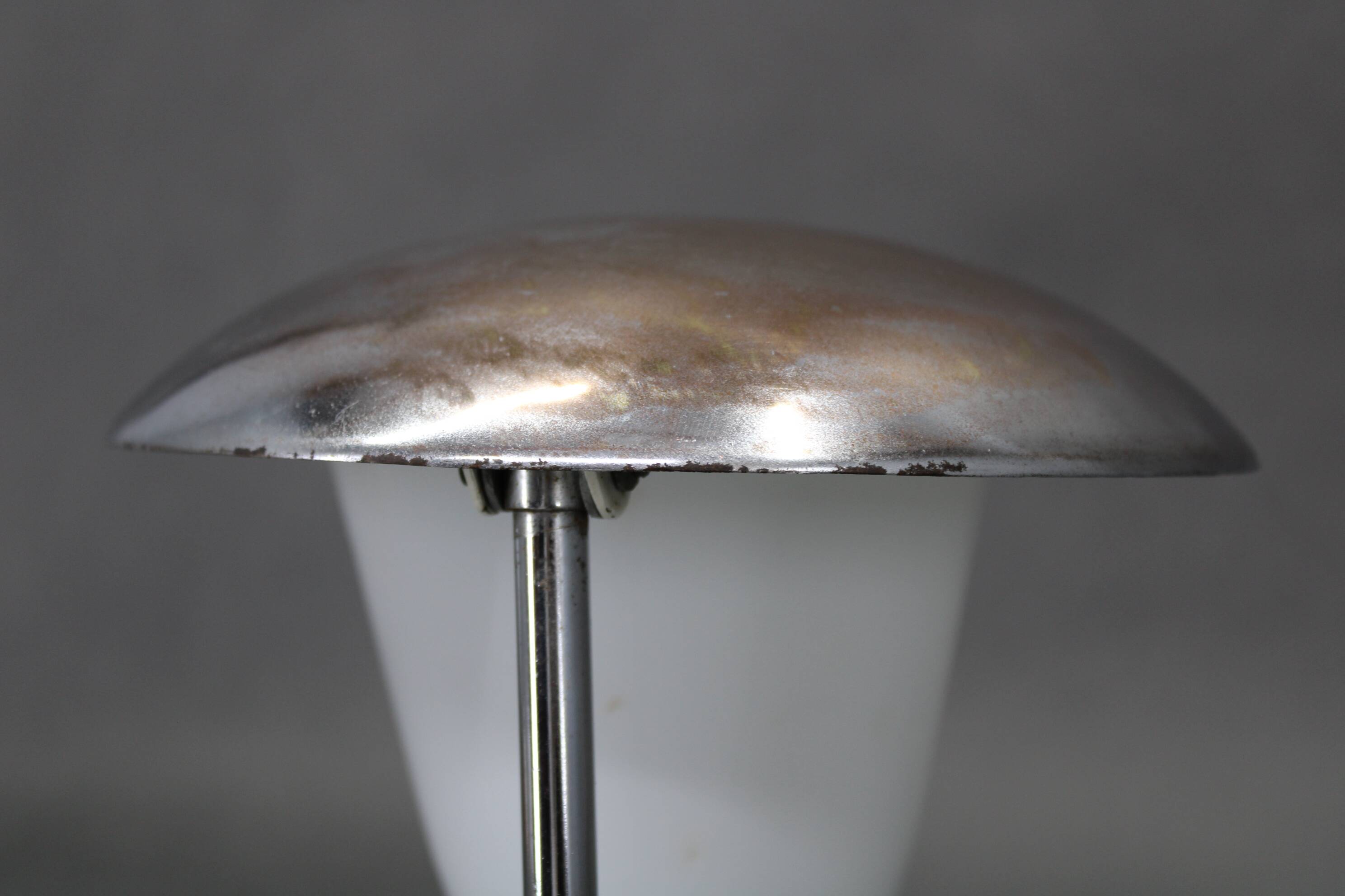 Napako Art Deco chrome and opal glass table lamp, Czechoslovakia 1930s