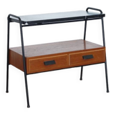 Console vintage scandinave en teck et marbre 1960