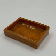 Vide-poche vintage en céramique émaillée ambrée