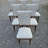 Set of 6 Art Deco chairs in walnut wood