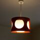 Vintage UFO ceiling light in red metal and white glass