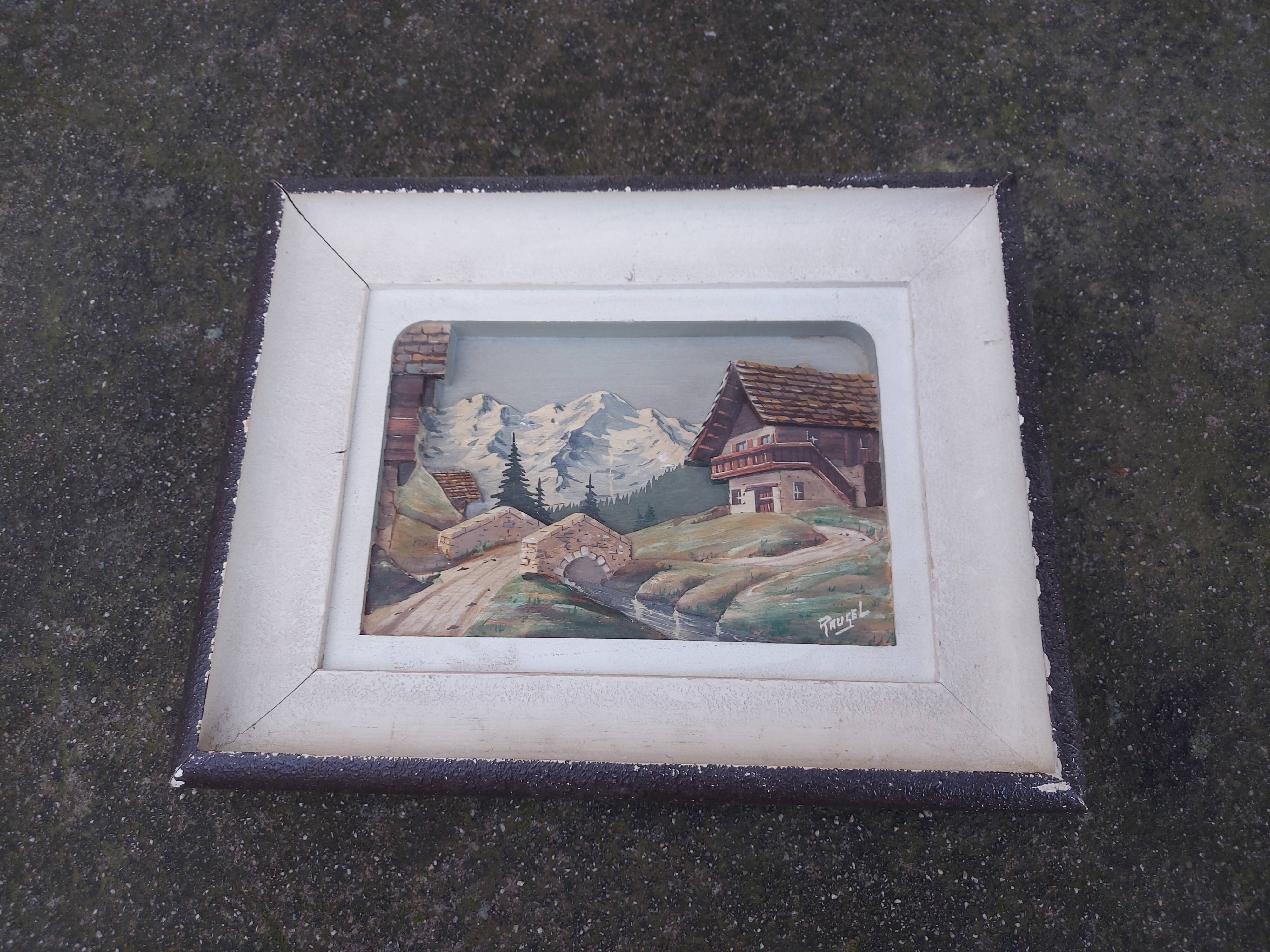 Carved wood painting, chalet decor by f raugel (popular art)