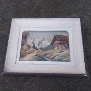 Carved wood painting, chalet decor by f raugel (popular art)