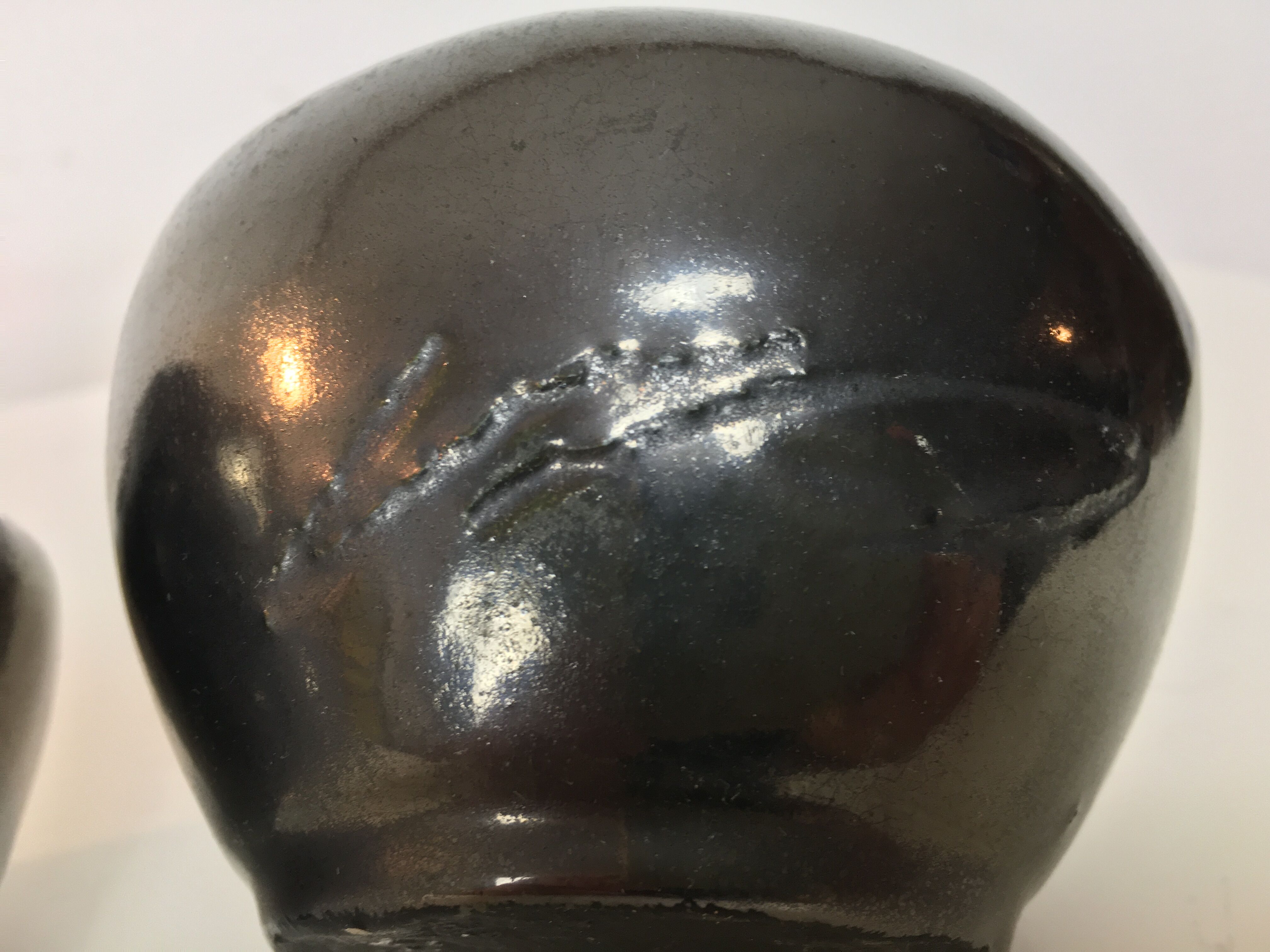 Pair of vases prick organic design flowers, signed 50s