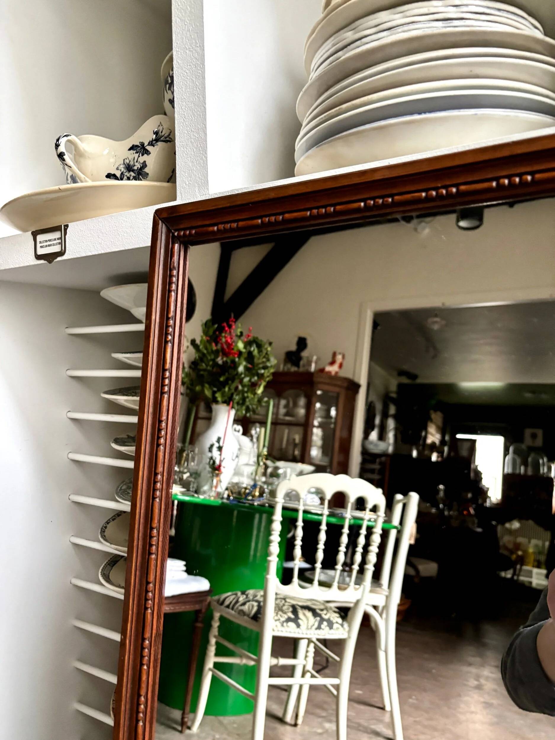 Rectangular mirror in dark wood
