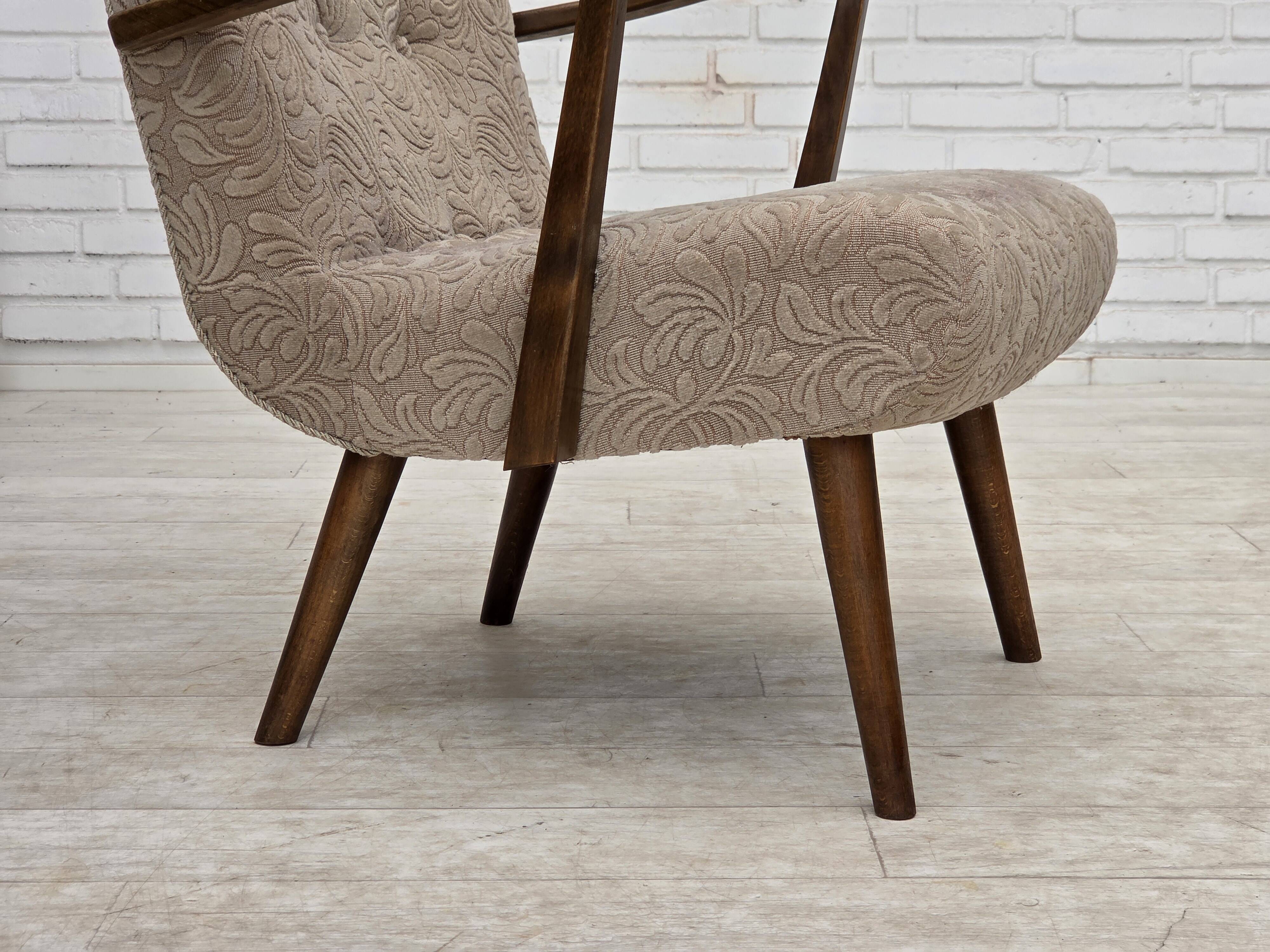 1960s, Danish armchair, furniture wool, beech wood.