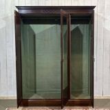 19th-century English mahogany three-door wardrobe.