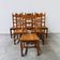 Set of 6 vintage solid oak high-back dining chairs – rustic European / Spanish revival