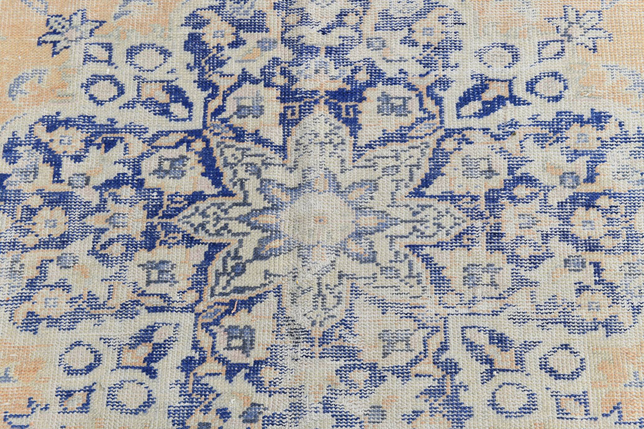 10x13 Blue & Light Orange Classic Antique Vintage Rug, 291x406Cm