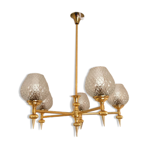 lustre 5 feux vintage - laiton