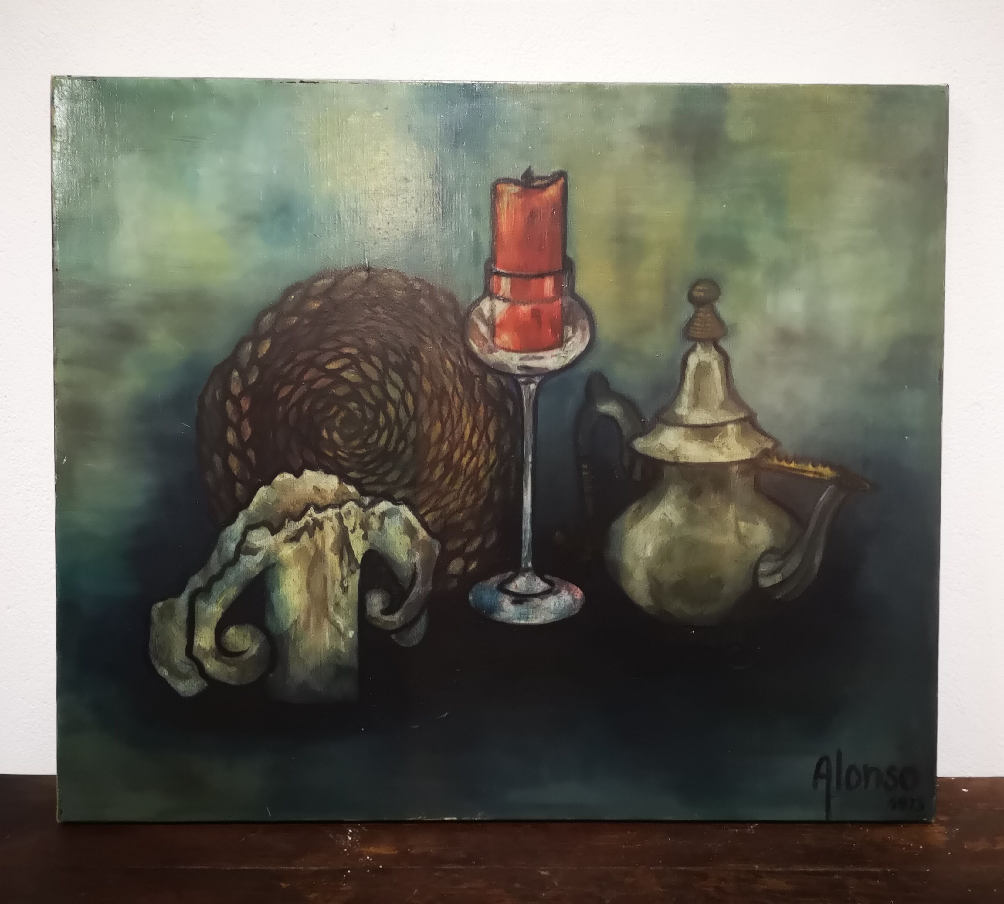 Oil on ancient still life canvas