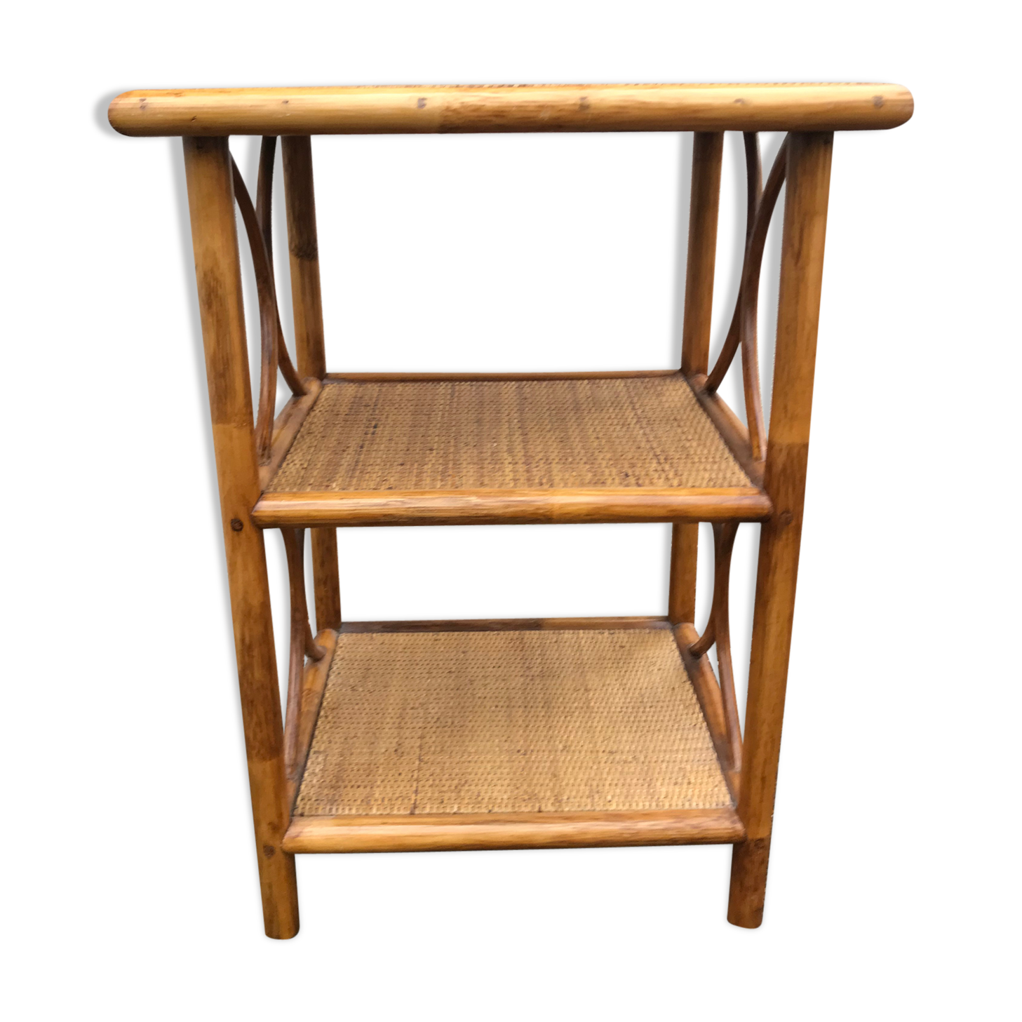 Vintage rattan bamboo shelf