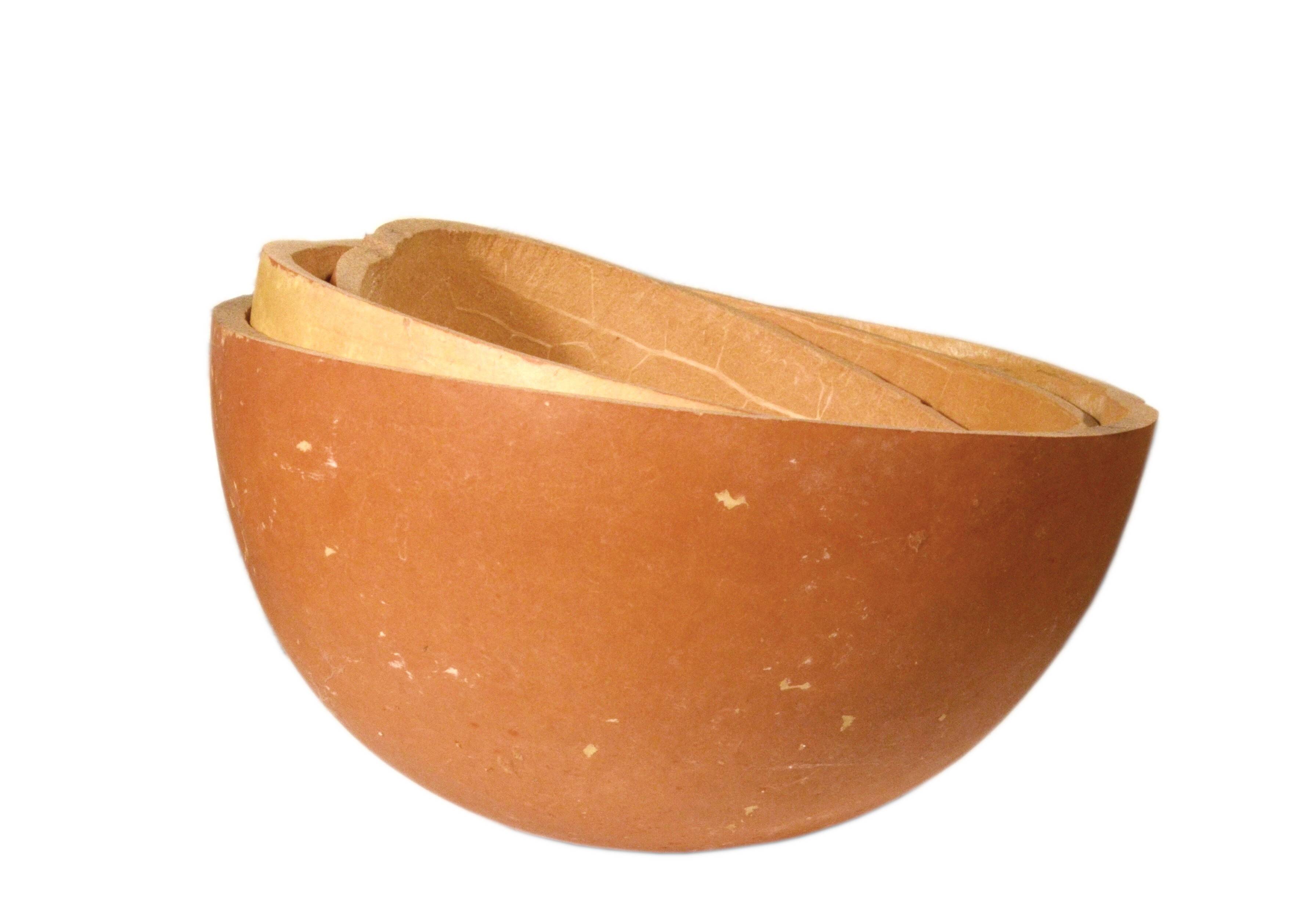 Set of 3 half gourds, sourced from West Africa, 24 – 27 – 30cm.