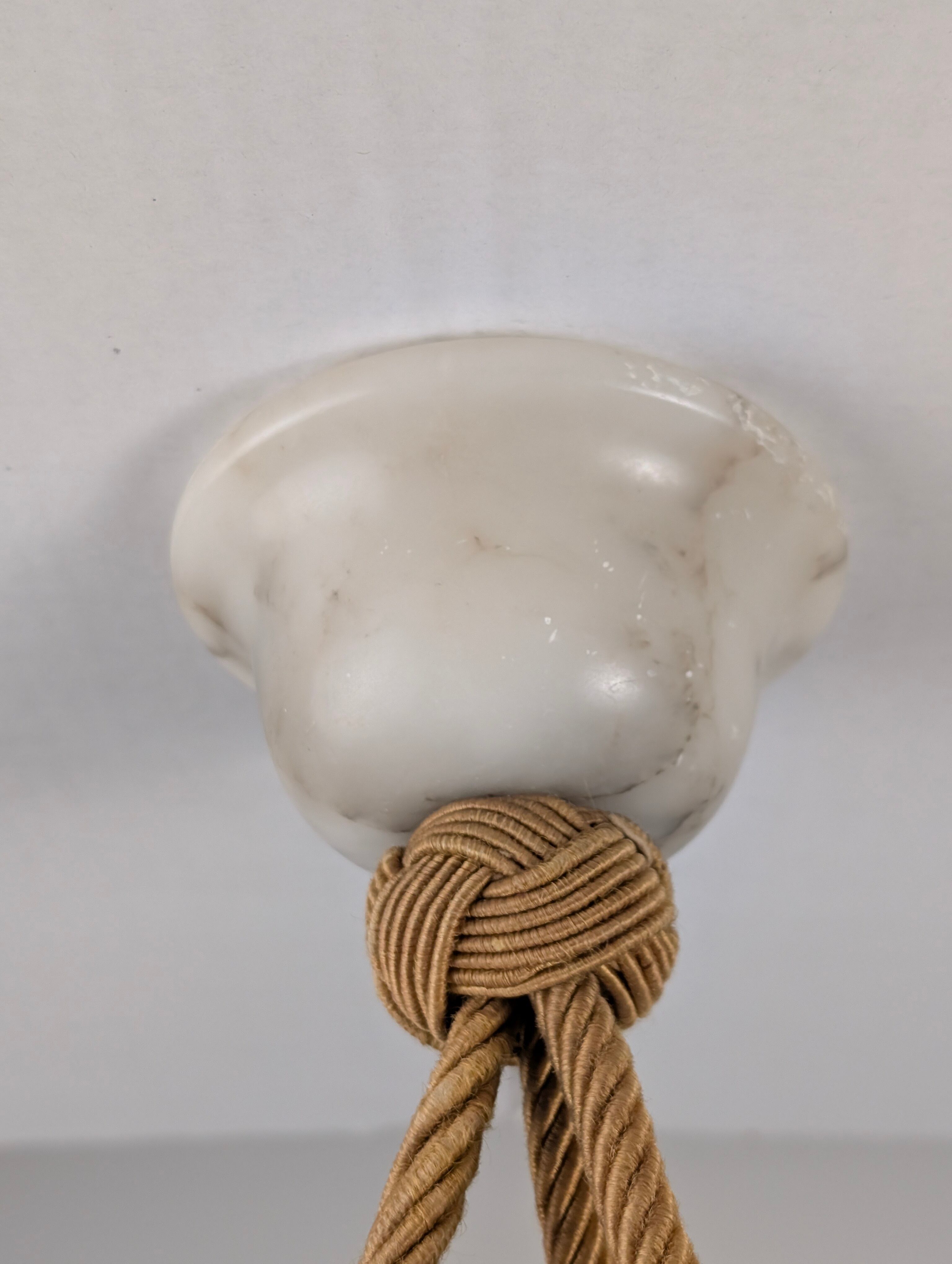 Timeless Art Deco pendant lamp in carved alabaster with black veins, 1920s