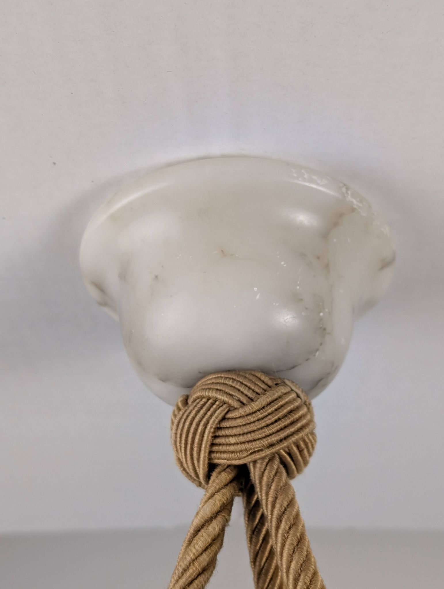 Timeless Art Deco pendant lamp in carved alabaster with black veins, 1920s