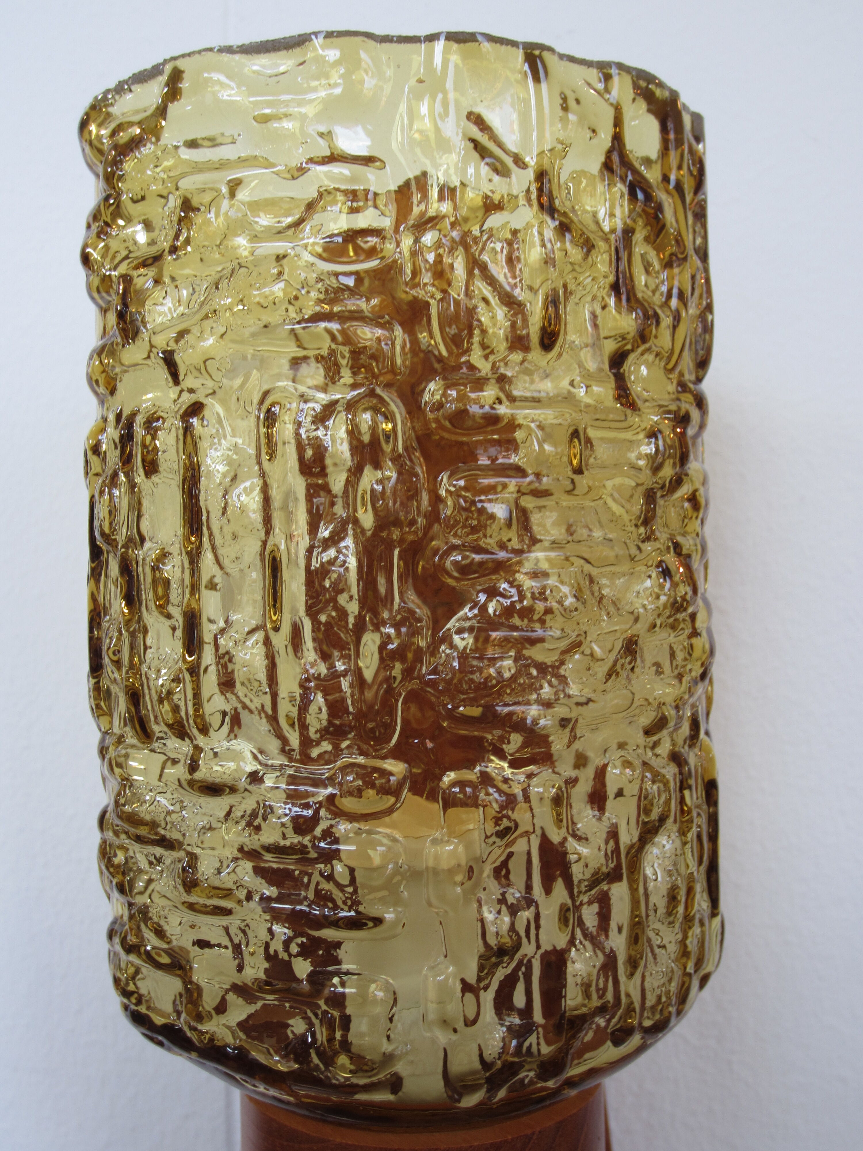 Scandinavian teak and glass wall lamp