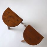 Paire tabourets de ferme tripodes vintage