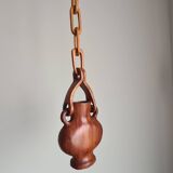 Hanging vase in solid wood carved / handcrafted / 1960