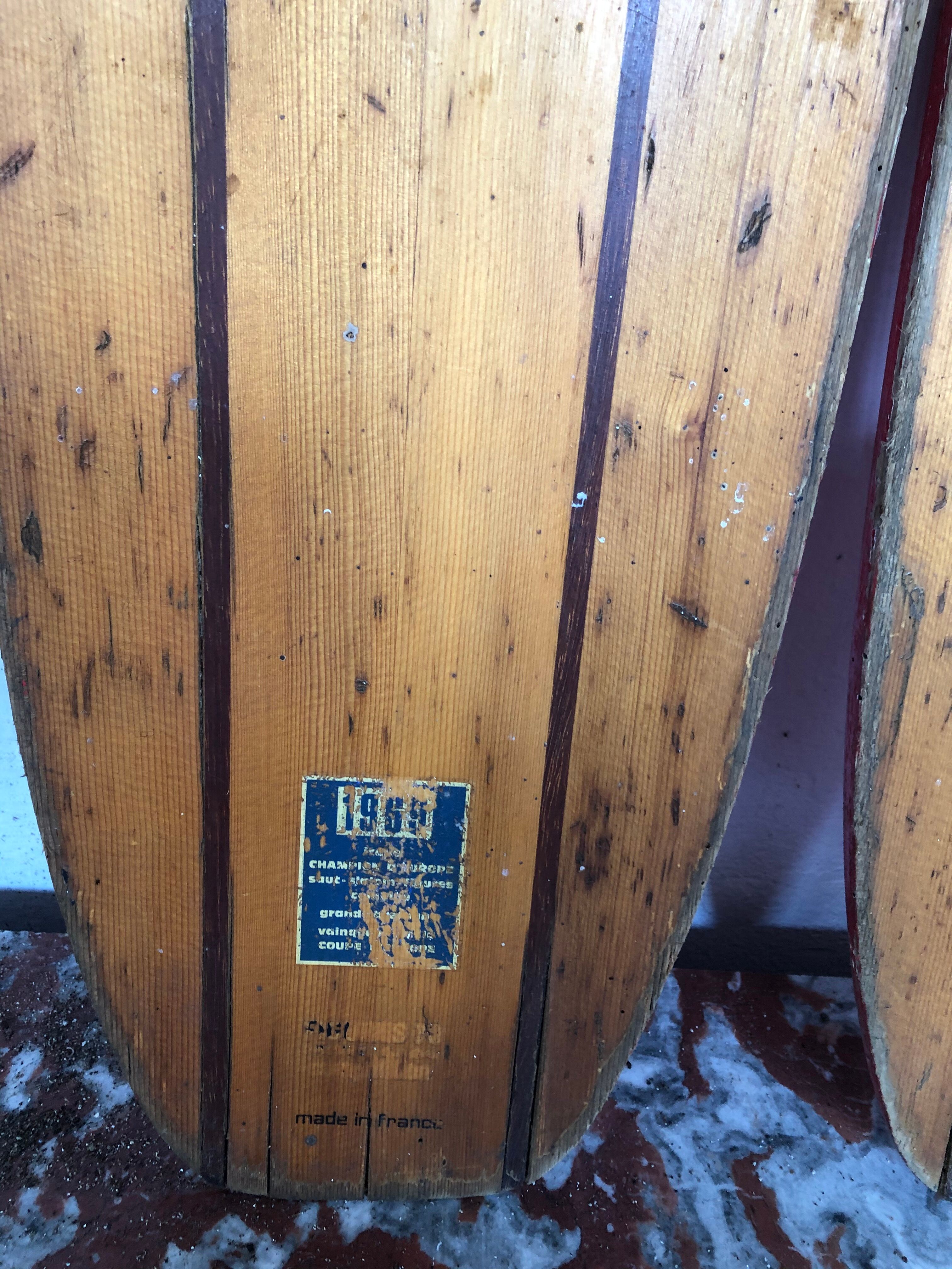 Paire de ski nautique en bois reflex vintage 1969