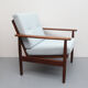 Fauteuil en teck des années 1960 nouveaux coussins en gris-bleu