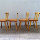 Modern Swedish set of 4 pine dining chairs.