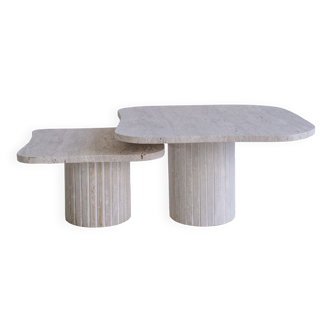 Irregular nesting coffee tables Athena 90/70 porous natural travertine