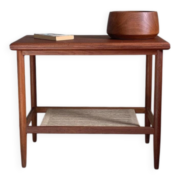 Vintage teak and rope magazine rack coffee table