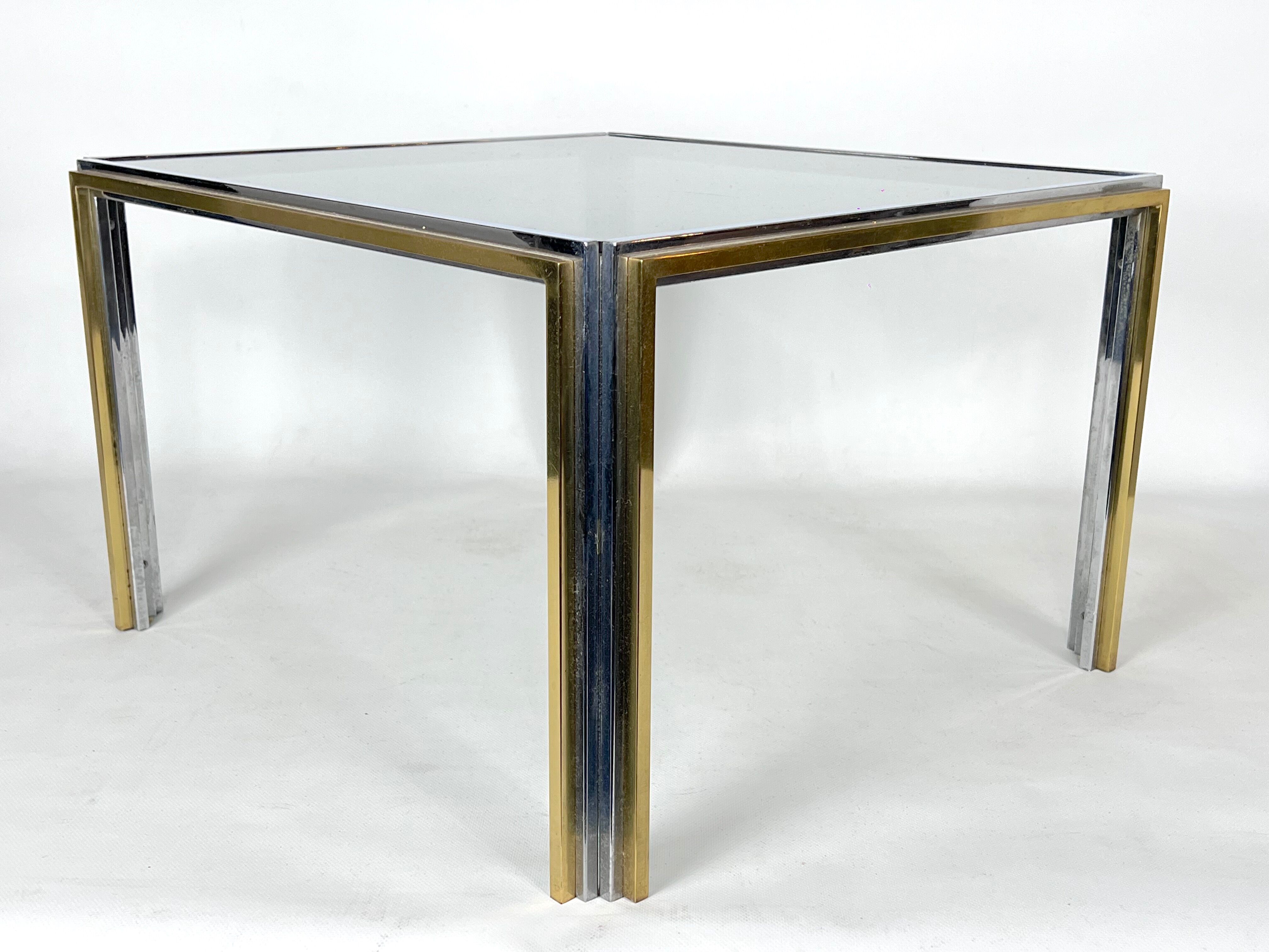 Mid-Century Modern chrome and brass side table, Romeo Rega style. 70s