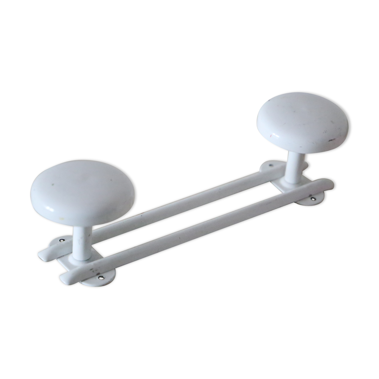 White metal wall coat rack, vintage