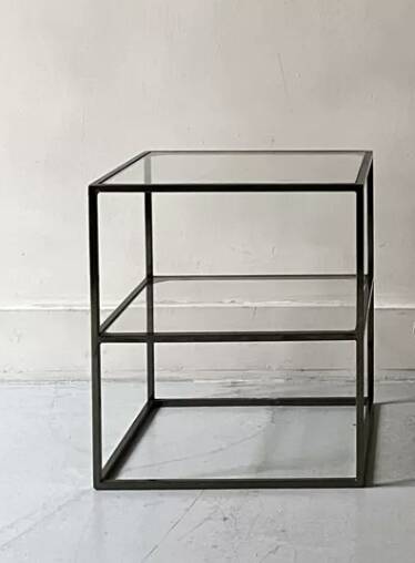 Vintage metal and glass bedside / side table, circa 1970 design