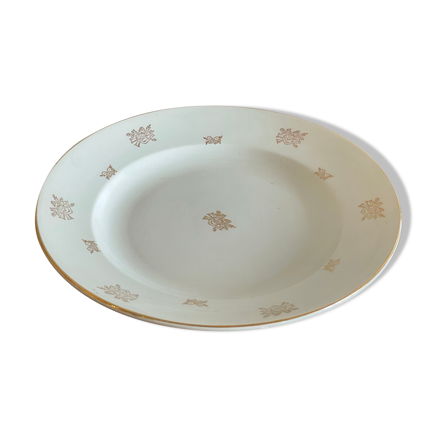 Hollow dish and pie dish pattern golden knots Sarreguemines