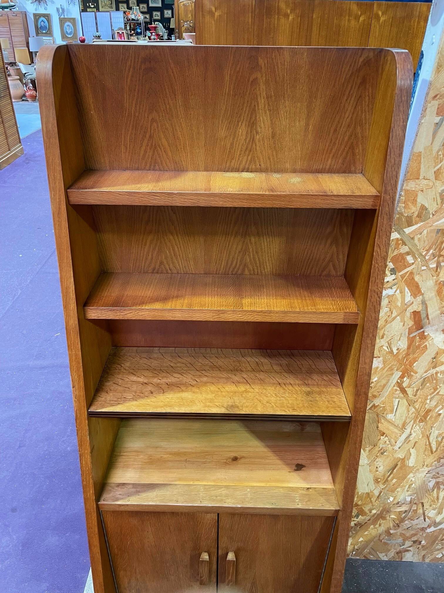 Vintage oak library designed in the 1950s.