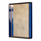 Blue Coloured and Mirrored Glass Wall Mirror, Italy, 1960s