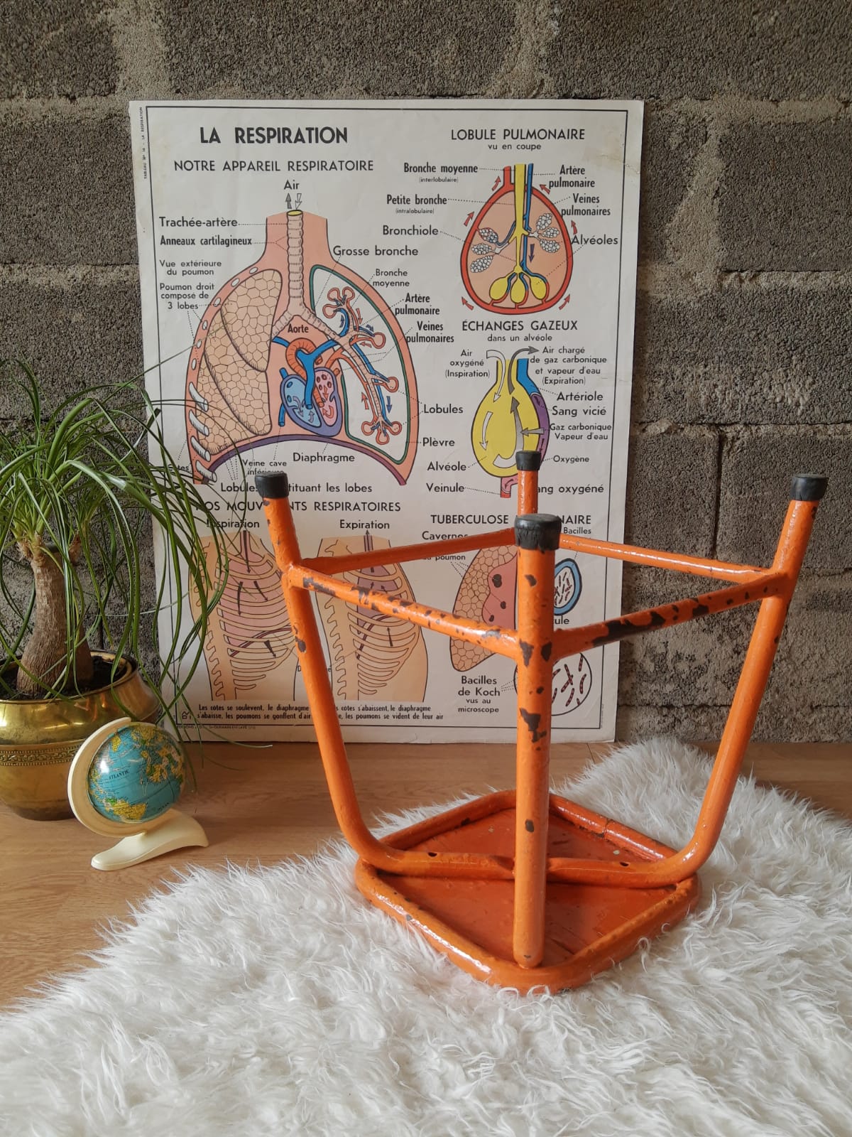 Pair of low metal stools industrial workshop - vintage