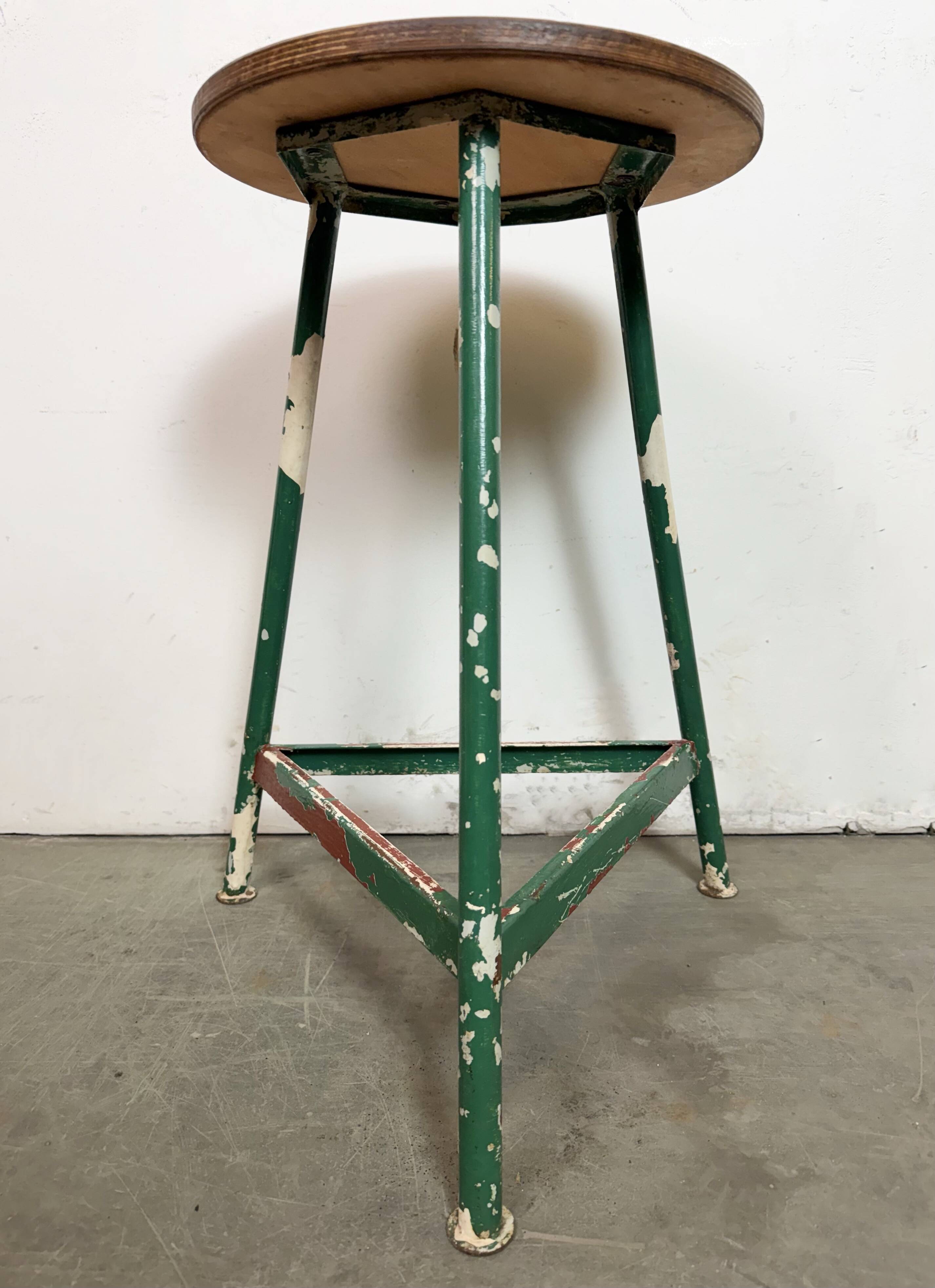 Green Industrial Workshop Stool, 1960s