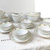 Service à thé/café vintage en porcelaine Bernardaud & Cie Limoges France blanche doré