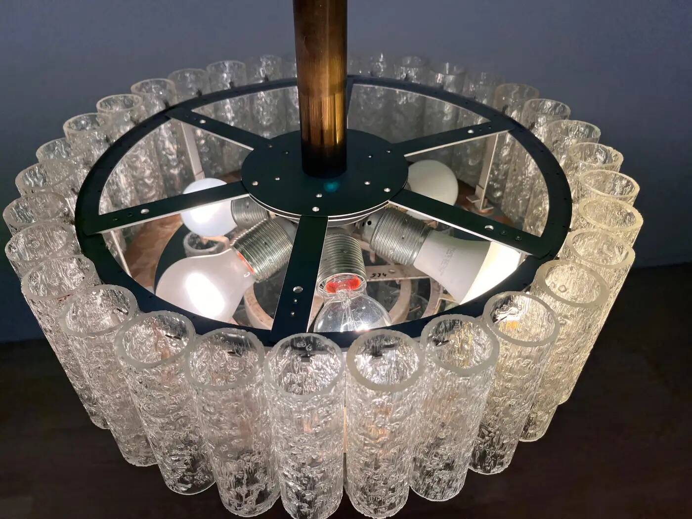 XL design midcentury glass chandelier by Doria, 1960s / Germany