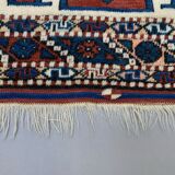Tapis kazak turc vintage oriental 160x94 cm tribal petit tapis, rouge et bleu