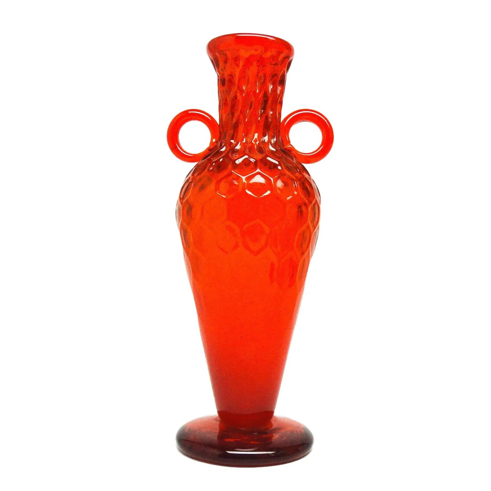 Vase, modernism, red glass, designed by M. Gołogórski, Poland, 1970s