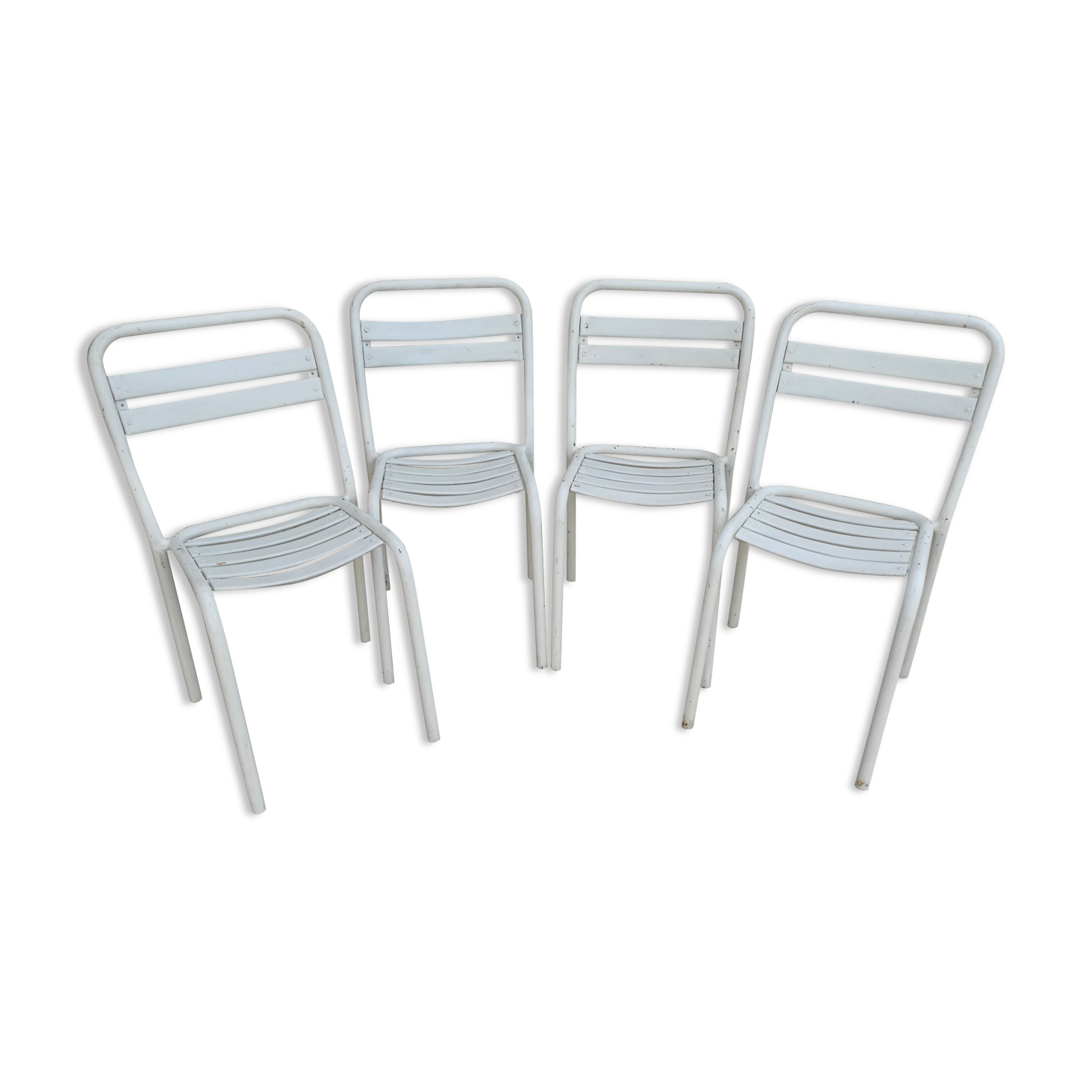 Set of 4 Metal Bistro Chairs Tolix T2