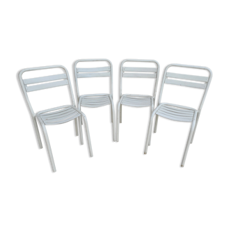 Set of 4 Metal Bistro Chairs Tolix T2