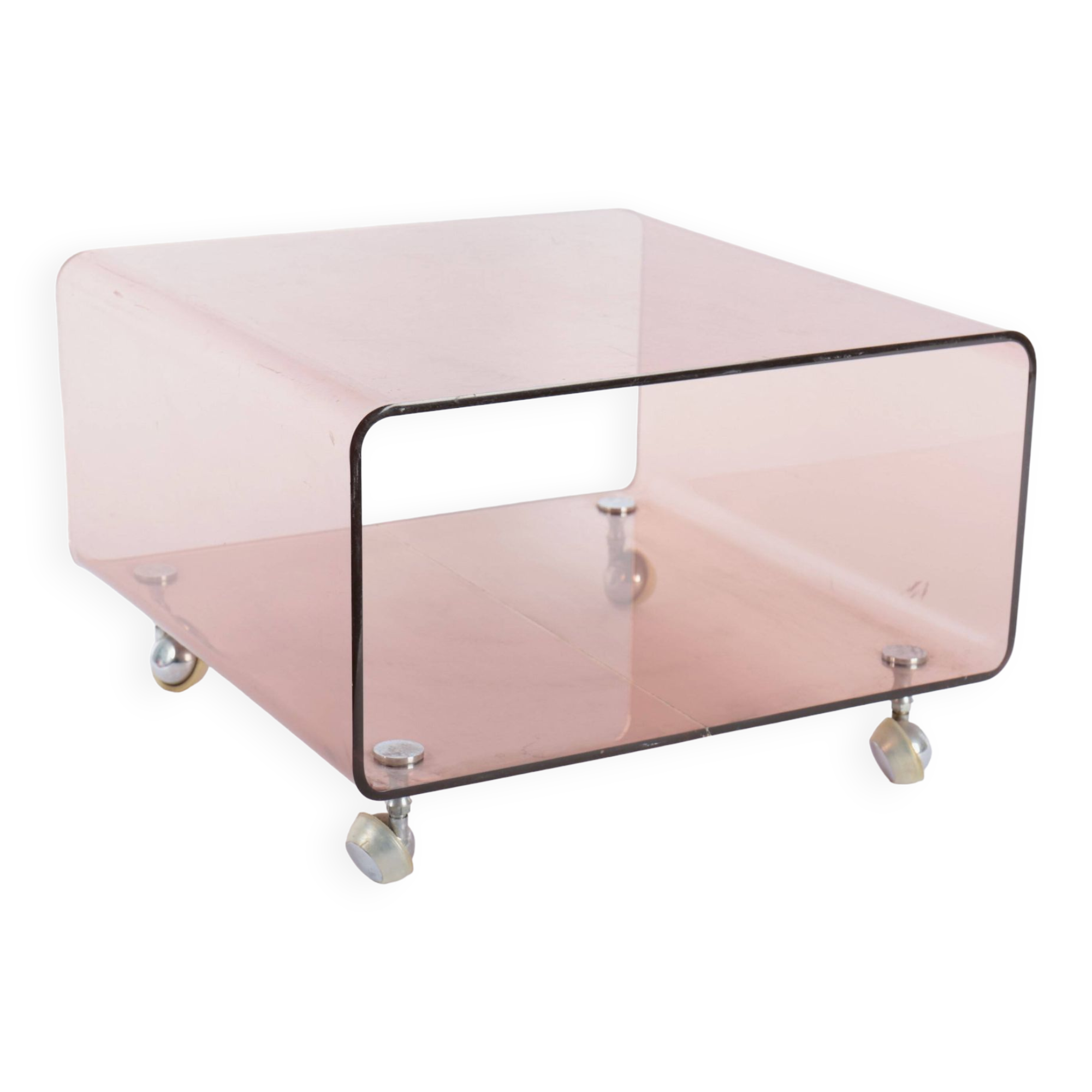 Small coffee table or end table in smoked plexiglass, 1970s