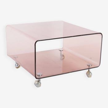 Small coffee table or end table in smoked plexiglass, 1970s