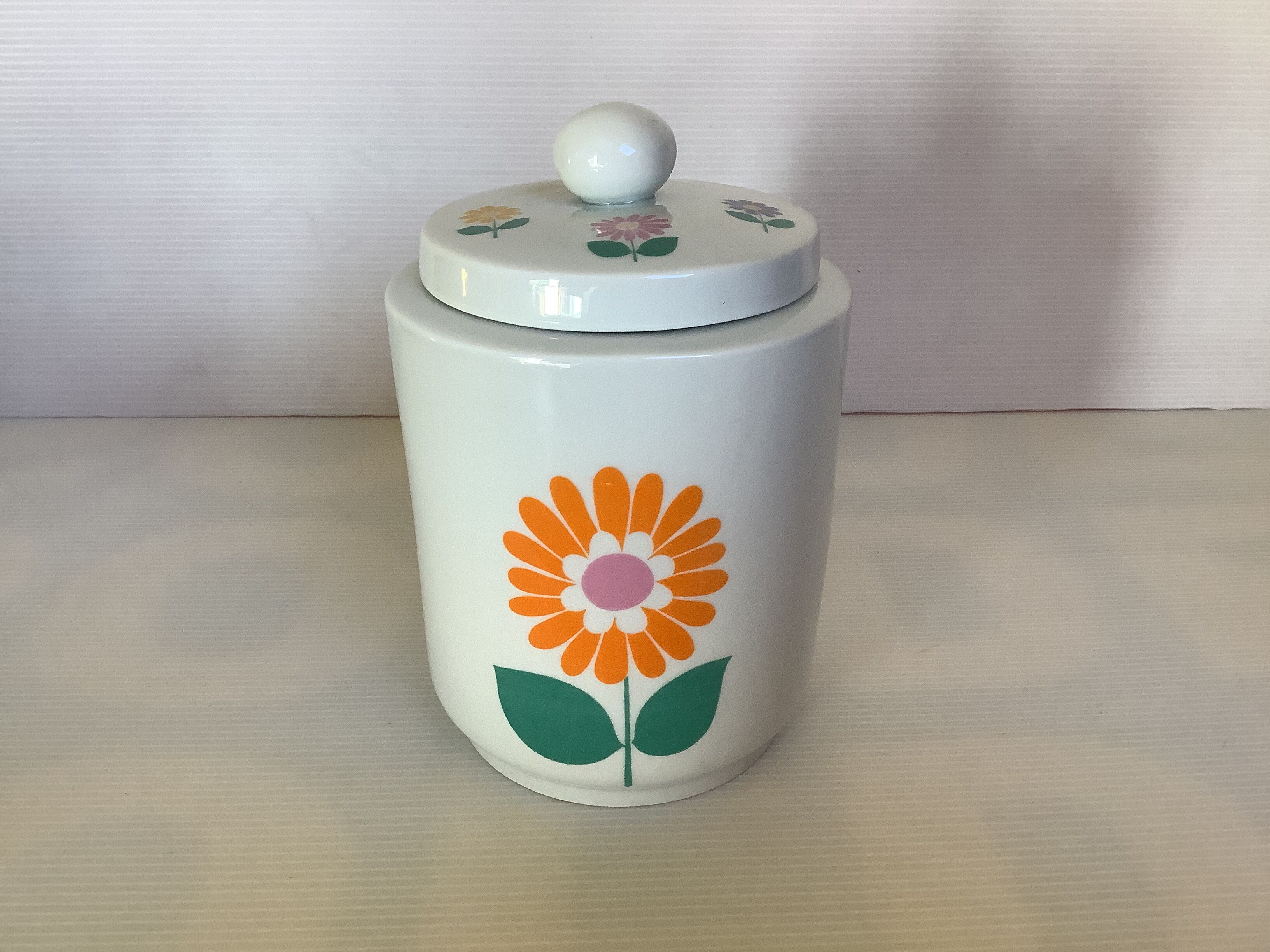 Purple pink yellow flower pot