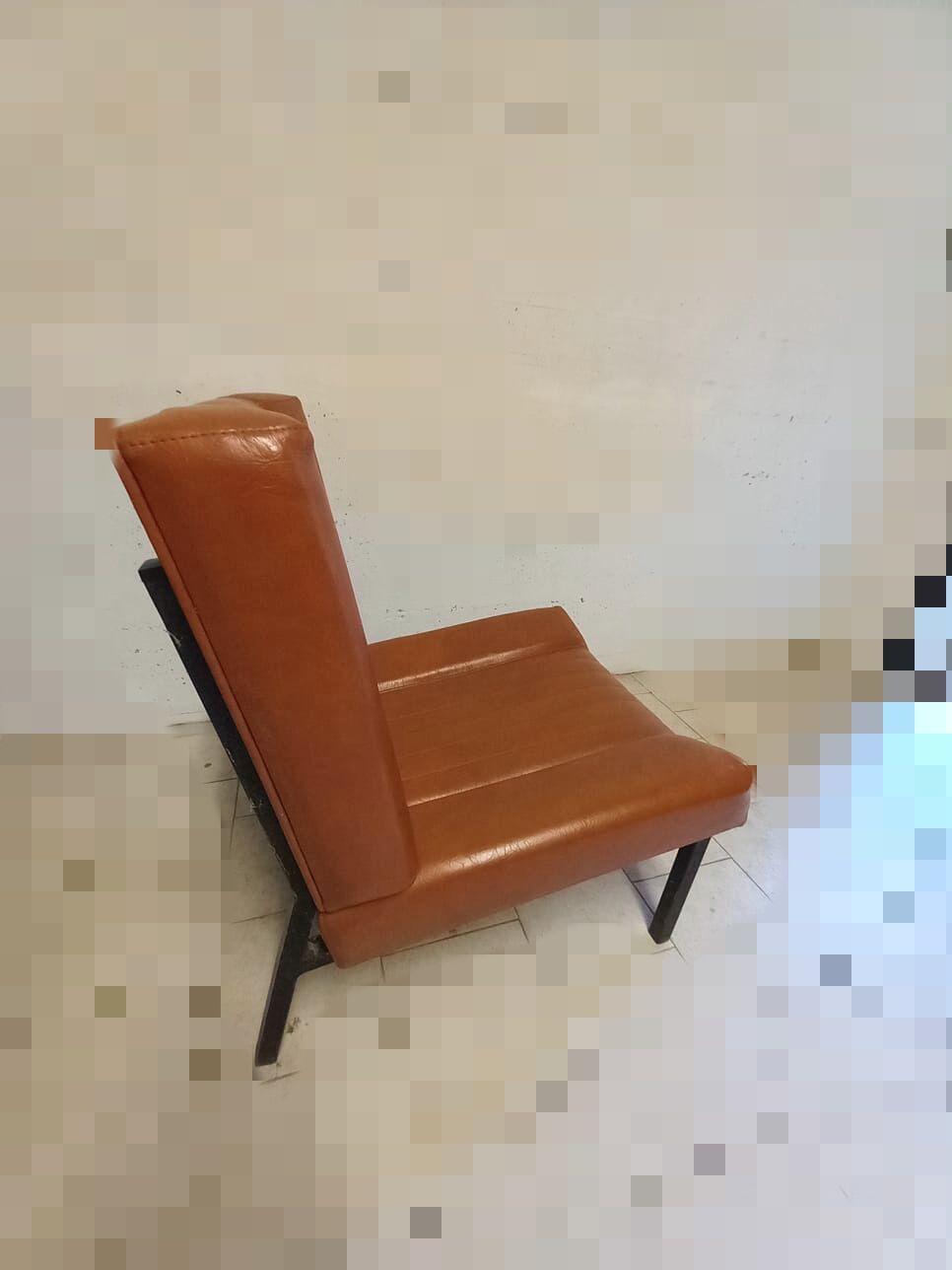 Pair of lounge armchairs, 70s leather