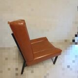 Pair of lounge armchairs, 70s leather