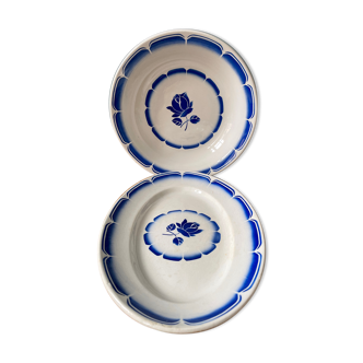 Set of 2 vintage dishes in Badonviller porcelain