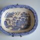 English earthenware dish 19th Staffordshire willow pattern decoration