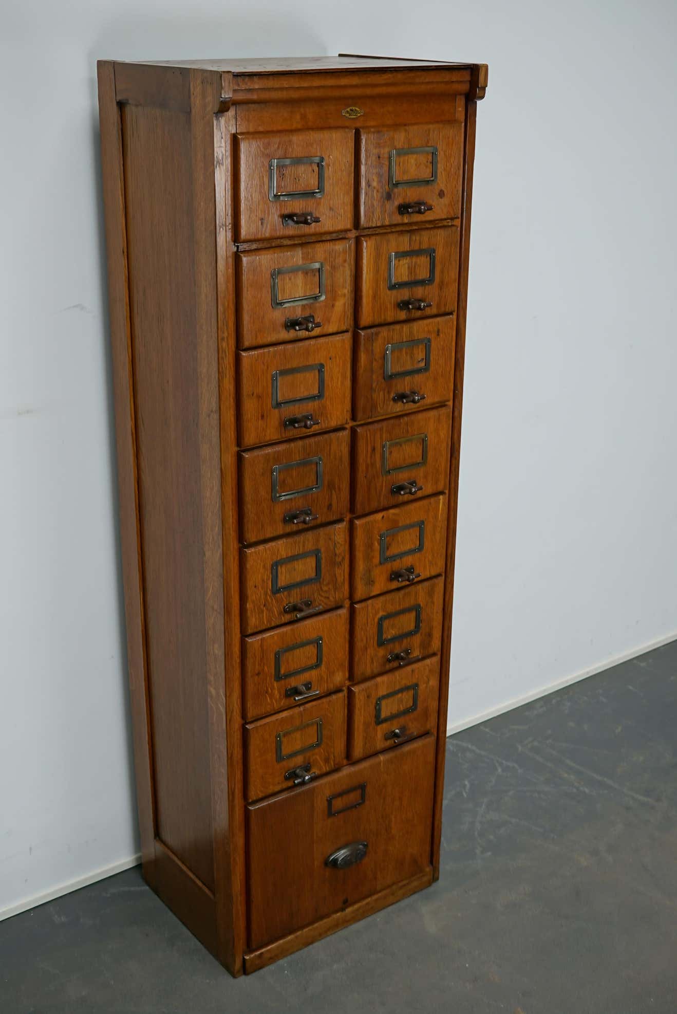 German oak drawer bank filing cabinet circa 1950